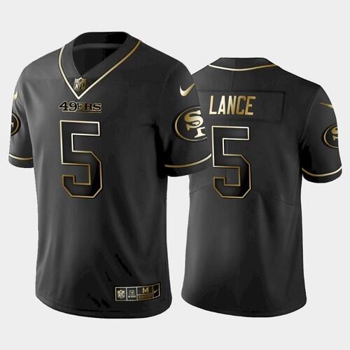 San Francisco 49ers #5 Trey Lance Black golden edition NFL Stitched Jersey
